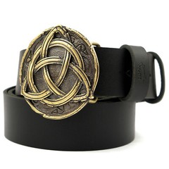Triquetra brass belt buckle, Northern Celtic cross symbol, Trinity Knot Triquert