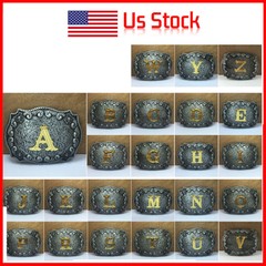 Zinc Alloy Letter Belt Buckle With 26 Letters Western Denim Pattern Belt Buckle