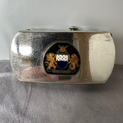 Vintage US Navy Belt Buckle Ready For Sea Enamel Crest Silver Tone Japan