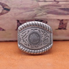 BIG Silver Flower Engraved Vintage Western Cowboy Belt Buckle Set Fit 20mm Strap