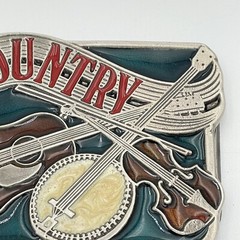 Country (Music) Western Belt Buckle Guitar Banjo Fiddle Made in USA