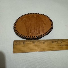 Vintage Brown Leather Woven Belt Buckle Mens Soldiers Military Army Buddy