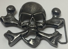 Skull Crossbones Pirate Metal Western Belt Buckle Vintage 1.5” Gothic Metal Head
