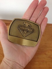 Handyman Club Of America Solid Brass Chunky 1996 Carpenter Belt Buckle 3.25&Prime;