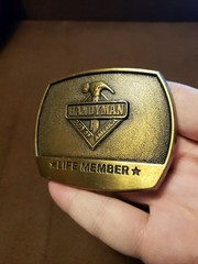 Handyman Club of America Life Member Brass Hammer Belt Buckle 1996