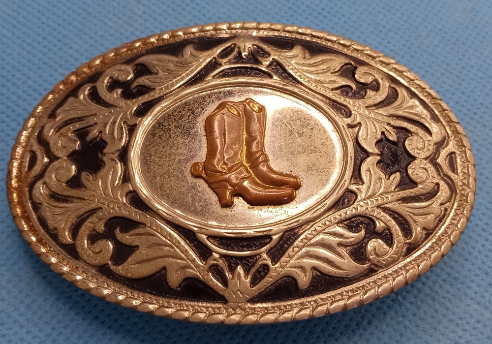 Vintage Cowboy Boots Belt Buckle Silver/Gold Colors
