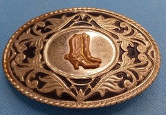 Vintage Cowboy Boots Belt Buckle Silver/Gold Colors