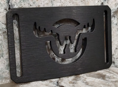 GRIP6 BELT BUCKLE – W and MOOSE / DEER ANTLER – GUNMETAL GRAY – 1.5 INCH WIDE