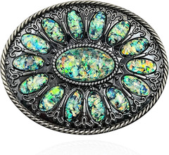 Vintage Western Cowboy Native American Stone Belt Buckle for Men Black T