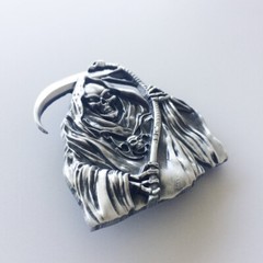Belt Buckle for Men Antique Brushed Silver Grim Reaper Belt Buckle