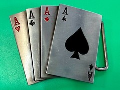 Poker Hand Four Aces – New Cutout Vegas Vibe Gambling Hand Belt Buckle
