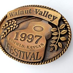 Guitar Belt Buckle 1997 Music Festival Bluegrass Walnut Valley Winfield KS Music