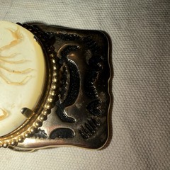Vintage 1980s Gold Tone Western Belt Buckle Scorpion Cameo Cowboy Unisex