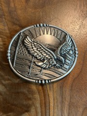 Silver USA Flag Bald Eagle Belt Buckle Flying Bird Father’s Day Gift