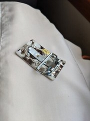 Nice Silver and Gold Tone « Bronco » Belt Buckle Made in Hong Kong