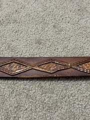 Vintage Southwest turquoise Wood Brass Belt Buckle Belt C141