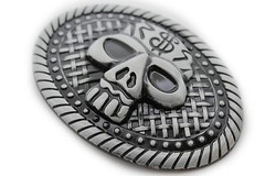 Men / Women Fashion Belt Buckle Silver Metal Skull Skeleton Oval Big Size Gothic