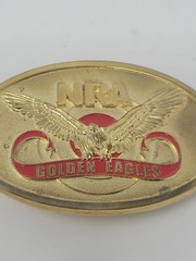 NRA Metal Brass Belt Buckle National Rifle Association Golden Eagles Vintage NIB