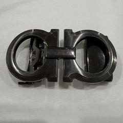Designer Style Double Ring Belt Buckle Gunmetal Silver Tone Hinged Clamp