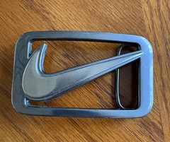 Nike Swoosh Logo Silver Metal Rectangular Frame Belt Buckle
