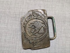 vintage BRASS belt buckle BRONZE handcrafted BRUTALIST fantasy buffalo 1970s