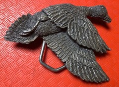 Cast Brass? 1979 BELT BUCKLE Indiana Metal Craft FLYING DUCK detailed