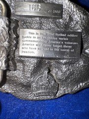 SISKIYOU THE AMERICAN VETERAN COMMEMORATIVE BELT BUCKLE 1987 LIMITED ED.186/2500