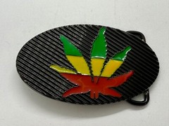 Rasta Colored Pot Marijuana CBD Weed Leaf Delta-283773 New Colorful Belt Buckle