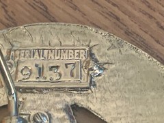 Lucky Horseshoe Belt Buckle with Gold Tone Metal Serial Number 9137 Western USA
