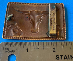 Vintage Longhorn Bull Cowboy Horse Pony Rider Western Style Belt Buckle