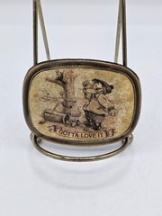 Vintage Golf Cartoon “Gotta Love It” Metal/Scrimshaw 3” Oval Belt Buckle