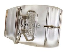 WASHED UP HOLLYWOOD #074SV SILVER FINISH 1.5&Prime; FLEUR SHIELD PLATE BELT BUCKLE
