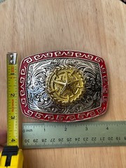 Western Buckle Gold Silver Red Texas Star Cowboy 2 » Hebilla Vaquero Estrella