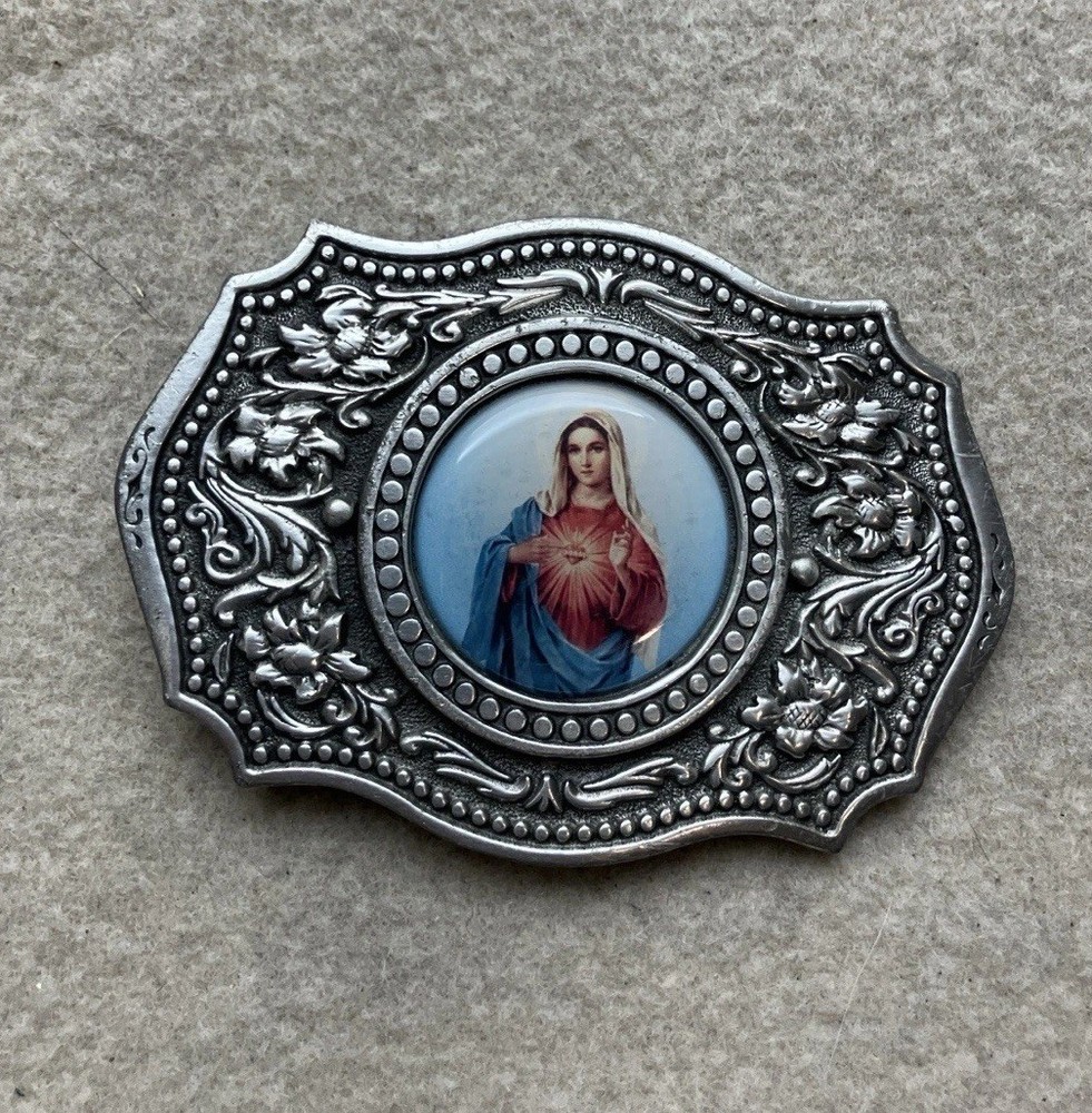 GREAT AMERICAN MARY MOTHER OF JESUS Pewter BUCKLE Guadalupe