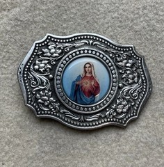 GREAT AMERICAN MARY MOTHER OF JESUS Pewter BUCKLE Guadalupe
