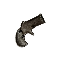 Antique Brass Tone Miniature Derringer Pistol Belt Buckle Western Gun Metal