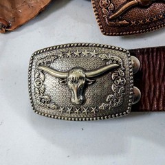 Lost-Wax Casting Solid White Copper Bull Men&rsquo;s Belt Buckle. (Belt Not Included)