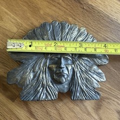 vintage 1970s belt buckle CHIEF native american INDIAN HEAD cowboy WESTERN brass