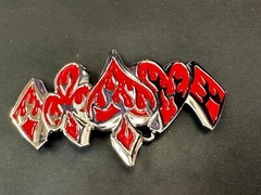 Poker Card Deck Suits, Heart Diamond Spade Blood red cutout large Belt Buckle