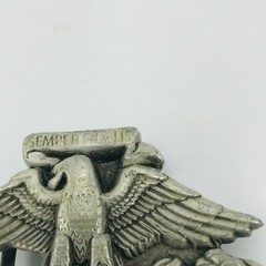 Vintage US Marines CorpBelt Buckle Semper Fidelis Pewter Metal 1995 Globe Anchor