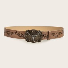 Vintage Western Cowboy Belt – Retro Buckle Printed Belt for Men & Women