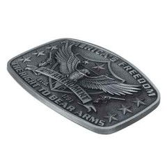 America Second Amendment Belt Buckle 2A, 2nd, Freedom, Guns Antique Silver Tone