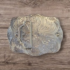 Cowboy Belt Buckle – Bull Rider/Longhorn Bull Head 4.25&Prime;x 3.25&Prime;Silver/Gold/Black