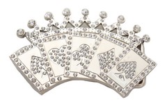 New Men Women Silver Metal Belt Buckle Cool Card Games Crown Gambling Bling Look