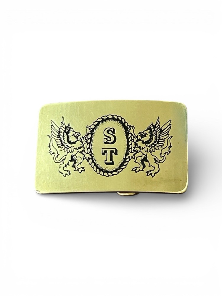 Dragon Brass Belt Buckle Western Cowboy With Initials ST Engraved