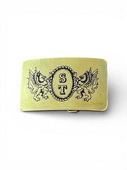Dragon Brass Belt Buckle Western Cowboy With Initials ST Engraved