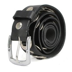 Milwaukee Leather 7120 Mens Chrome Conchos Leather Belt w/Interchangeable Buckle