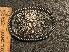 Bad ass bull belt buckle, new condition, embossed bull head