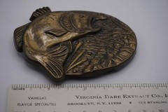 Vintage Bass Fish Belt Buckle Brass Tone Wildlife Fishing Jumping Bass Oval