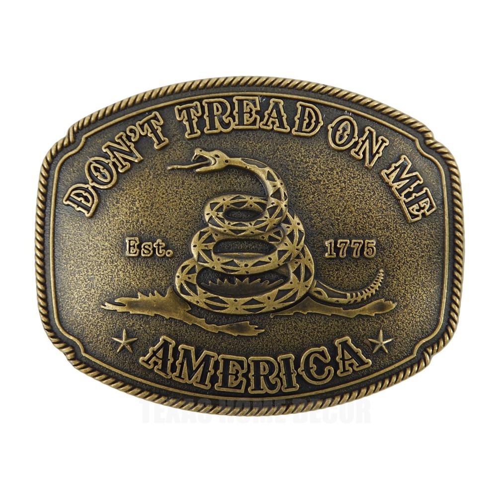 America Don&rsquo;t Tread On Me Gadsden Flag Snake Belt Buckle Antique Bronze Tone